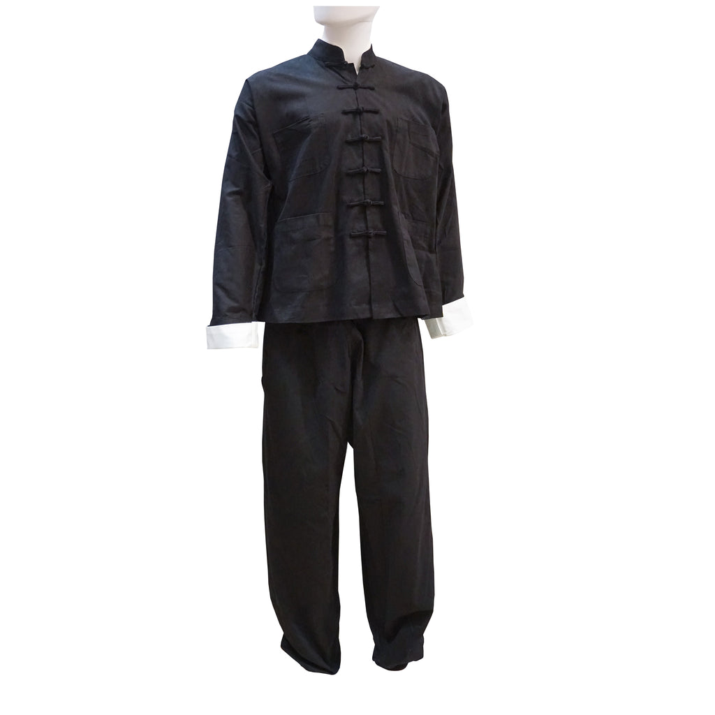 Cotton Twill Kung Fu Jacket and Pants Set (Black or White)
