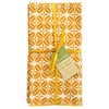 Napkin set with orange and white pattern and a yellow ribbon