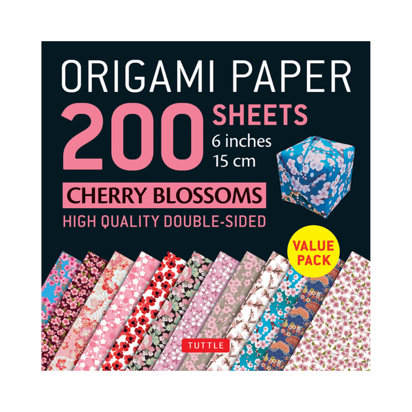 Origami paper pack with cherry blossom designs and 'Tuttle' branding.