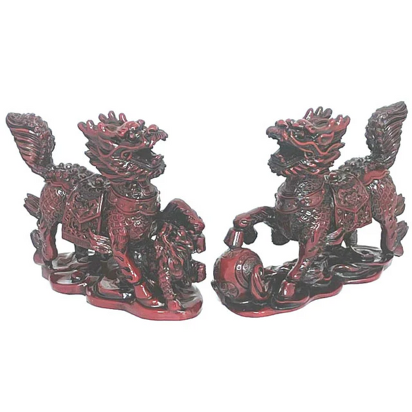A pair of Resin Qi Ling statue