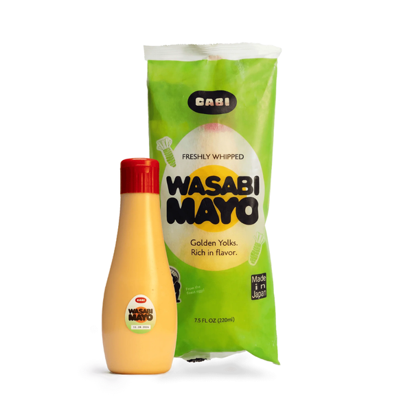 Wasabi mayo bottle and packaging on a white background