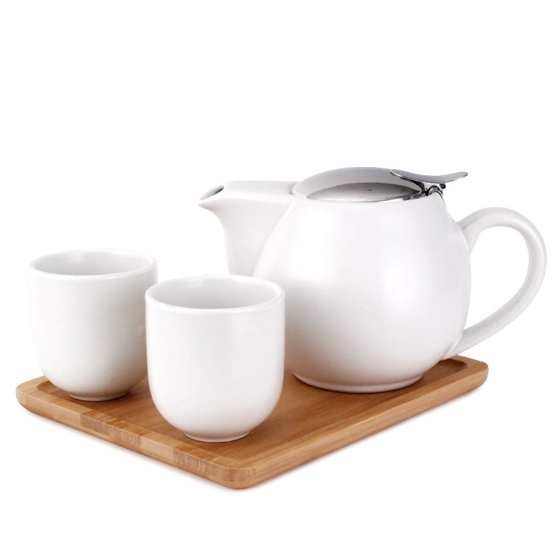 Modern Ceramic Tea Set With Tray (1:2) - Various Colors
