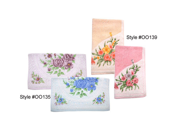 Floral Cotton Towel in purple, blue, peach, and pink