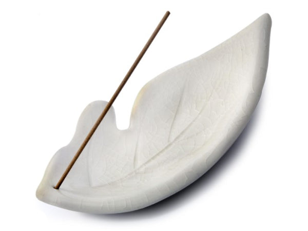 Ivory leaf shaped incense holder
