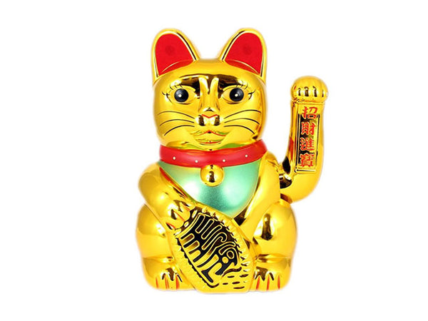 AC/DC hand motion lucky cat in gold.