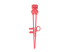 Pink chopstick helper with silicon pig figure and adjustable finger straps attached