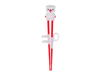 White chopstick helper with silicon pig figure and adjustable finger straps attached
