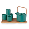 Teal Modern Tea Set With Tray