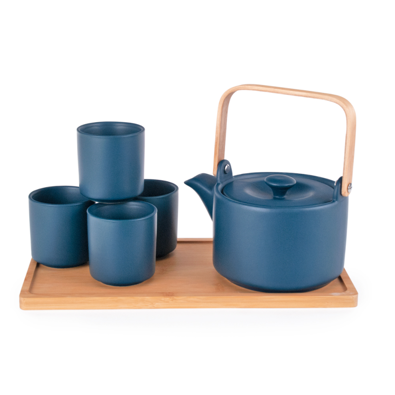 Modern Ceramic Tea Set With Tray (1:4) - Various Colors