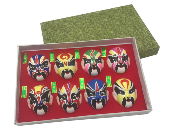 Mini Size Peking Opera Color Face Painting Sculpture Display - Set of 8 Small