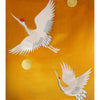 White Flying Crane under the Moon Brocade Fabric - Gold