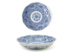 Elegant blue white shallow bowls with vintage quality and floral designs