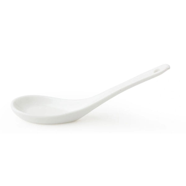 Omakase White Ceramic Mini Spoon Side View