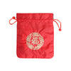 Embroidered Drawstring Pouch - Red