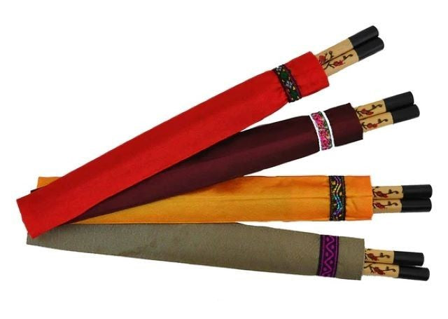 Cherry Blossom Wooden Chopsticks with Silk Sleeves