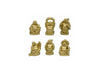 6 Miniature laughing buddha set of 6- gold resin
