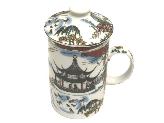 Multi colored design mug with infuser