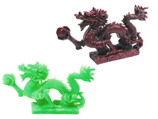 Two XS Dragon with pearl statue