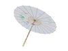 A pretty open white parasol with floral pattern