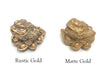 A pair of Three - legged toad(money frog) on ingots. One in rustic gold, the other in matte gold