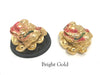 A pair of Three - legged toad(money frog) on ingots in bright gold color