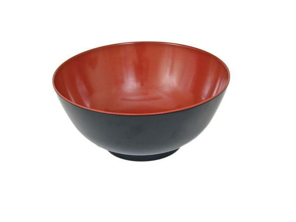 7.75" diameter melamine noodle bowl - red interior / black exterior
