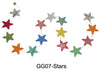 A brilliant paper garland of brightly colored stars