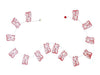 A paper garland of white lucky cats in red outline