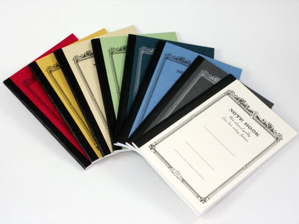 6" x 8" notebook that comes in red, blue, beige, navy, white, black, Lt blue, green, mustard
