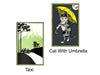 Greeting Card "Taxi" and "Cat with Umbrella"
