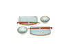 Spring blossom sushi set for two- light blue. Comes with a pair of chopsticks. Outside of their container