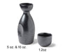 Iron Glaze Sake Bottle and Sake Cup