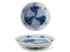 Elegant blue white shallow bowls with vintage quality and swirl designs