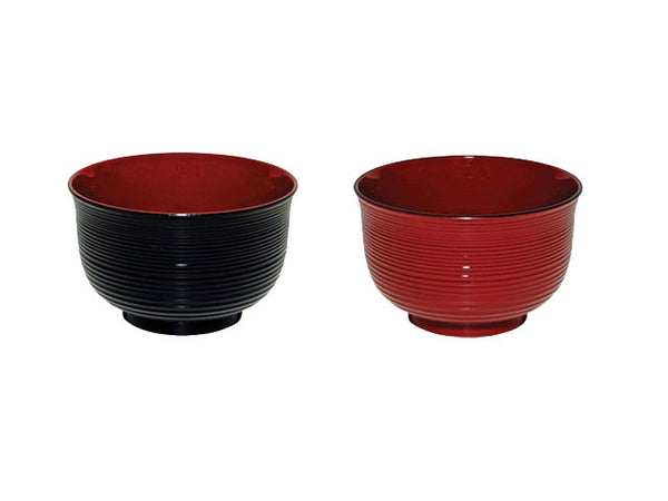 Textured melamine bowls - red/black and red/red