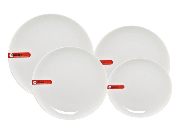 Four Omakase white ceramic serving plate- round