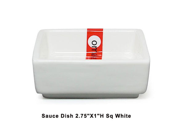 Omakase white ceramic sauce dish- square