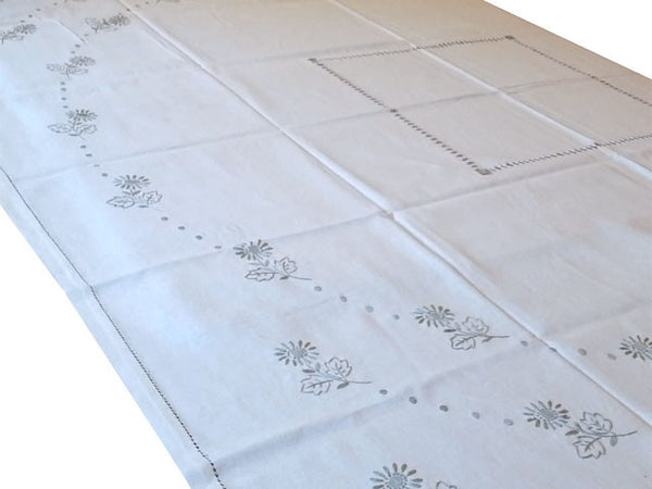 embroidered linen cotton table cloth