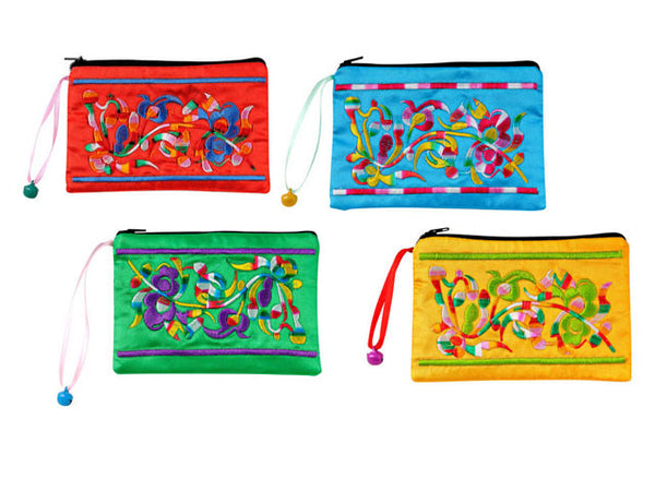 Hmong / Miao Rectangular Embroidered Purse in 4 colors: red, blue, green. and yellow