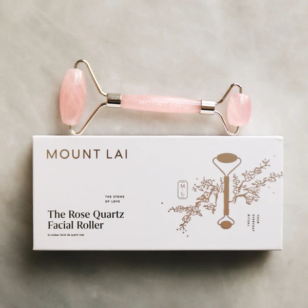 Rose quartz jade roller with Mount Lai box