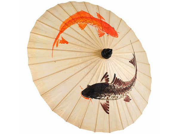Hand Painted Koi Fish Design Paper Parasol