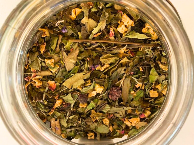 Blackberry Mudan White Tea in a jar