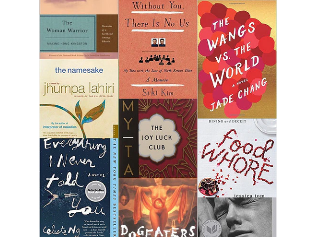 Collage of covers of books by Asian American women writers