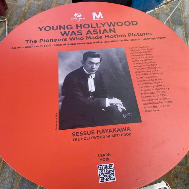 "Young Hollywood Was Asian" installation featuring Sessue Hayakawa in the Meatpacking District's outdoor dining area