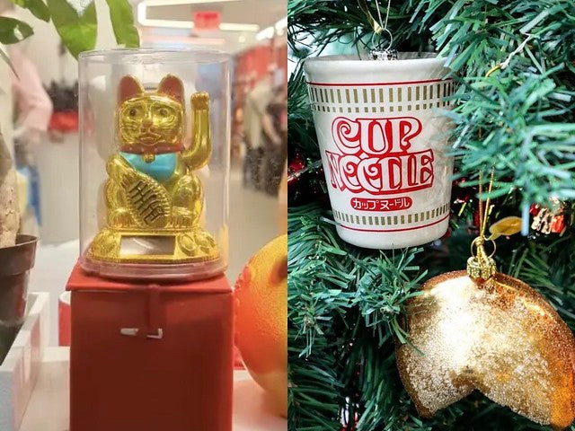 Lucky cat and noodle ornament