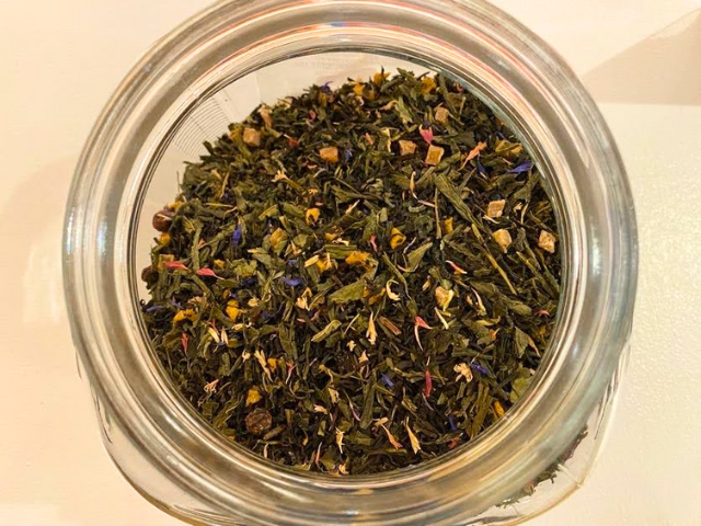 Pineapple Passionfruit Black/Green Tea Blend in a jar