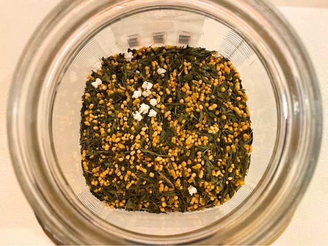 Genmaicha Japanese Green Tea in a jar