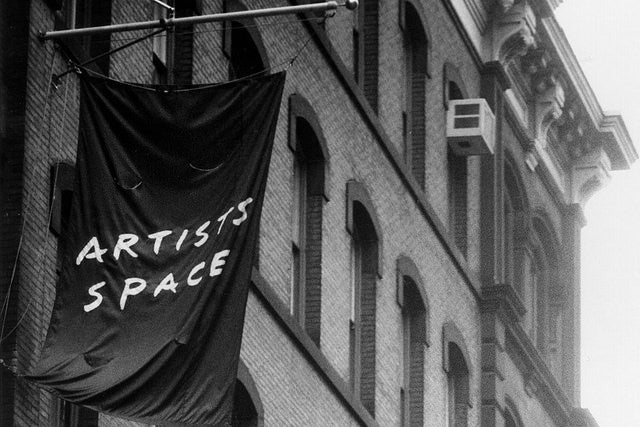 Artists Space banner hanging in front of building