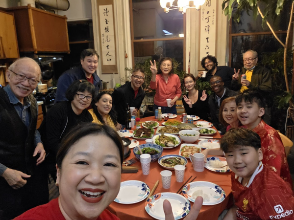 Extended family at Lunar New Year dinner