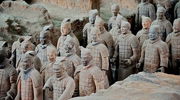 A group of terracotta warriors in Xi'an China