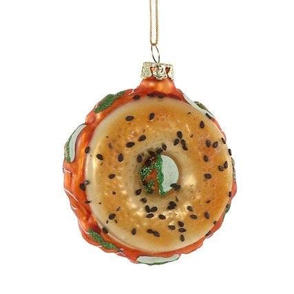 Bagel with lox Christmas tree ornament
